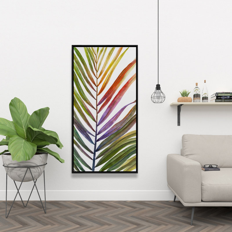 Aquarelle feuille de palmier tropical | Décoration sur toile encadrée