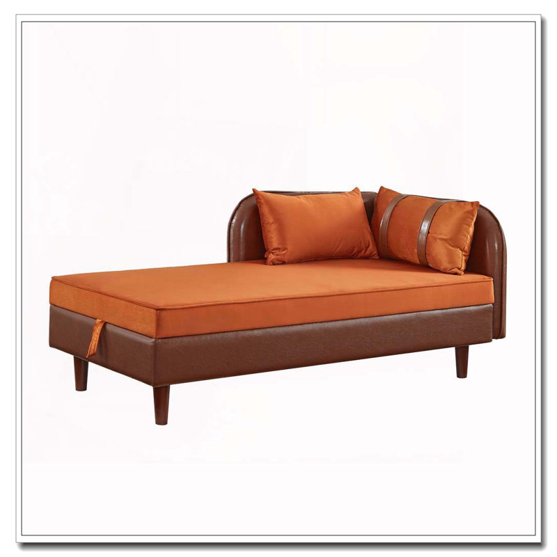 Méridienne de rangement 65 ", Orange et brun foncé