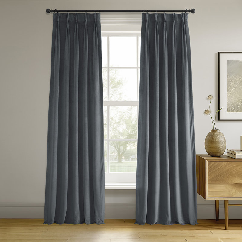 Balone Pinch Pleated Signature Velvet Thermal Lined Blackout Curtains Single Panel (1 Panel), 25" W x 84" L