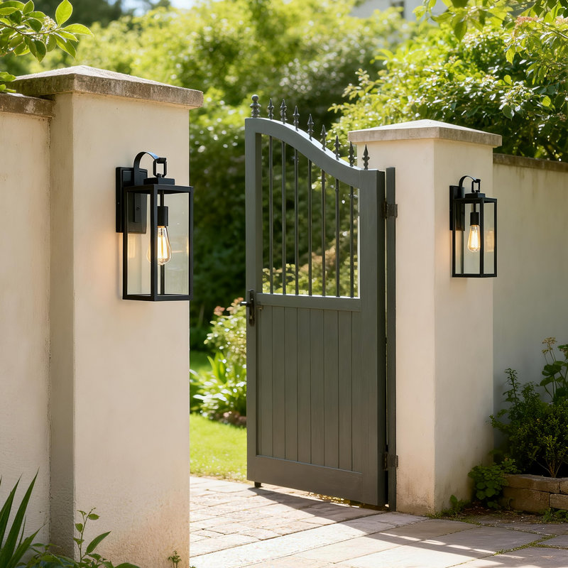 Schock 1-Light Matte Black Outdoor Wall Lantern, 17.74" H x 5.91" W x 5.91" D