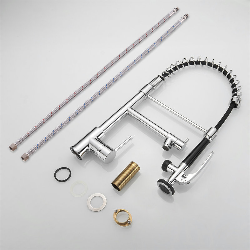 Kitchen Faucet With Pull Down Sprayer, Single Handle Single Lever Kitchen Sink Faucet, Chrome
