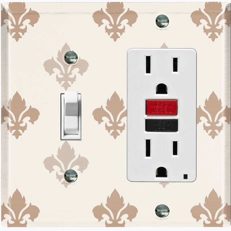 Fleur De Lis Two Tone Tan Patterned 2 - Gang Standard Combination Wall Plate
