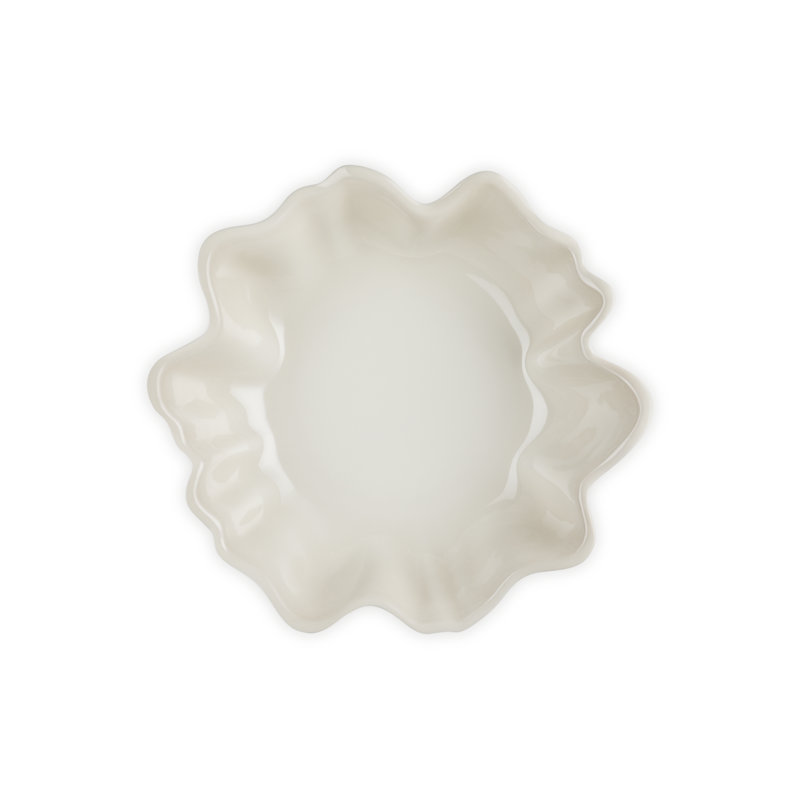 Meringue White Ceramic 15" Petal Serving Bowl