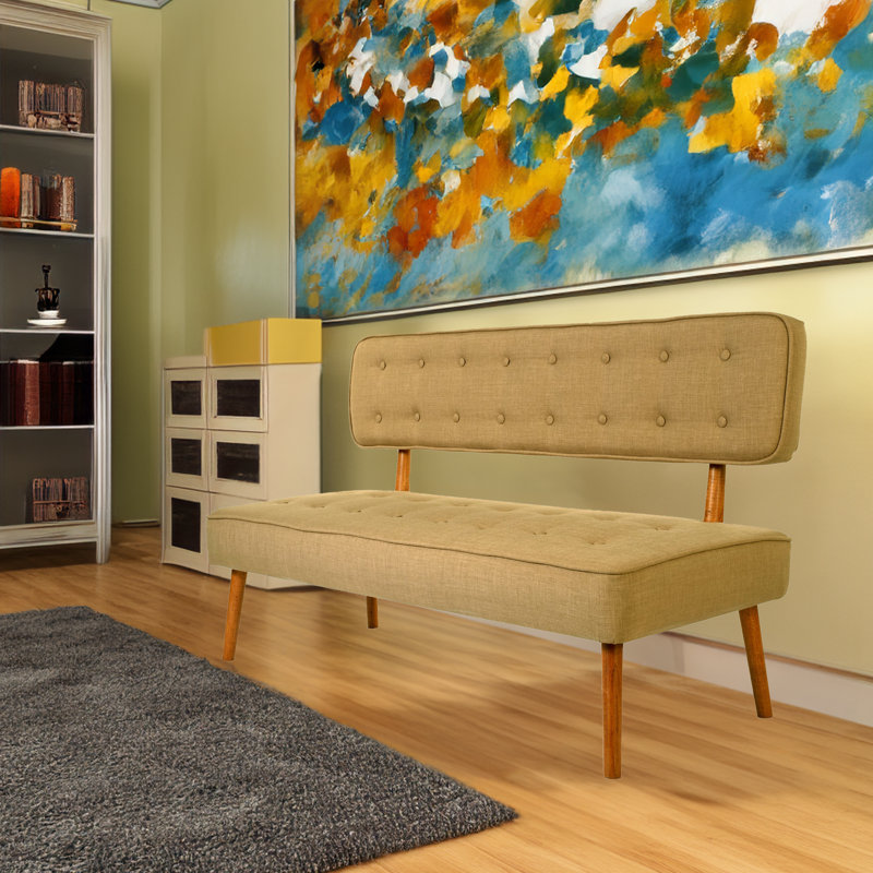 Banc rembourré en polyester, Brun laiteux