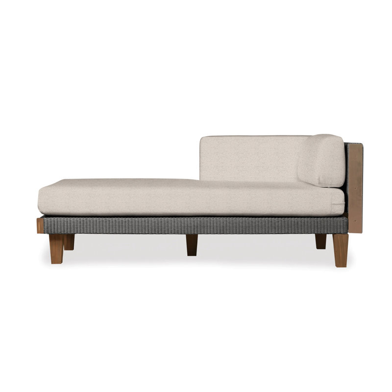 Catalina Outdoor Teak Chaise Lounge, Bright Side Fog, Matte White