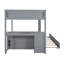 Lit superposé double au-dessus de double gris avec lit gigogne simple, bureau intégré et tiroirs de rangement - Lit mezzanine en bois massif pour enfants-478288266