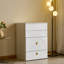 Meuble-lavabo 3 en 1 blanc avec tiroirs, miroir rabattable, tabouret rembourré, éclairage à DEL et grand rangement pour le maquillage de chambre à coucher