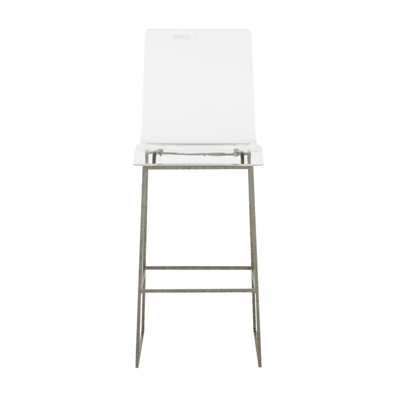 Gabby King 30" Antique Silver Acrylic and Metal Bar Stool