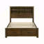 Lit plateforme double avec tiroirs, tête de lit bibliothèque, meuble de chambre en bois, fini chêne brossé, 1 pièce-135106063