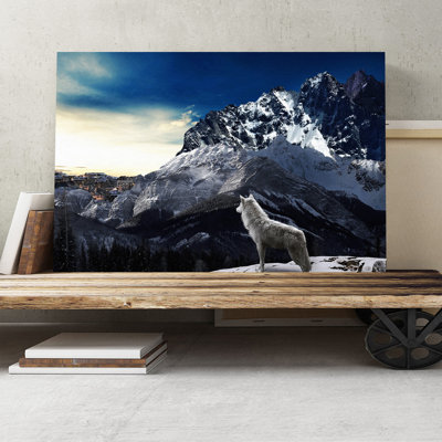 White Wolf In Mountain - Wrapped Canvas
