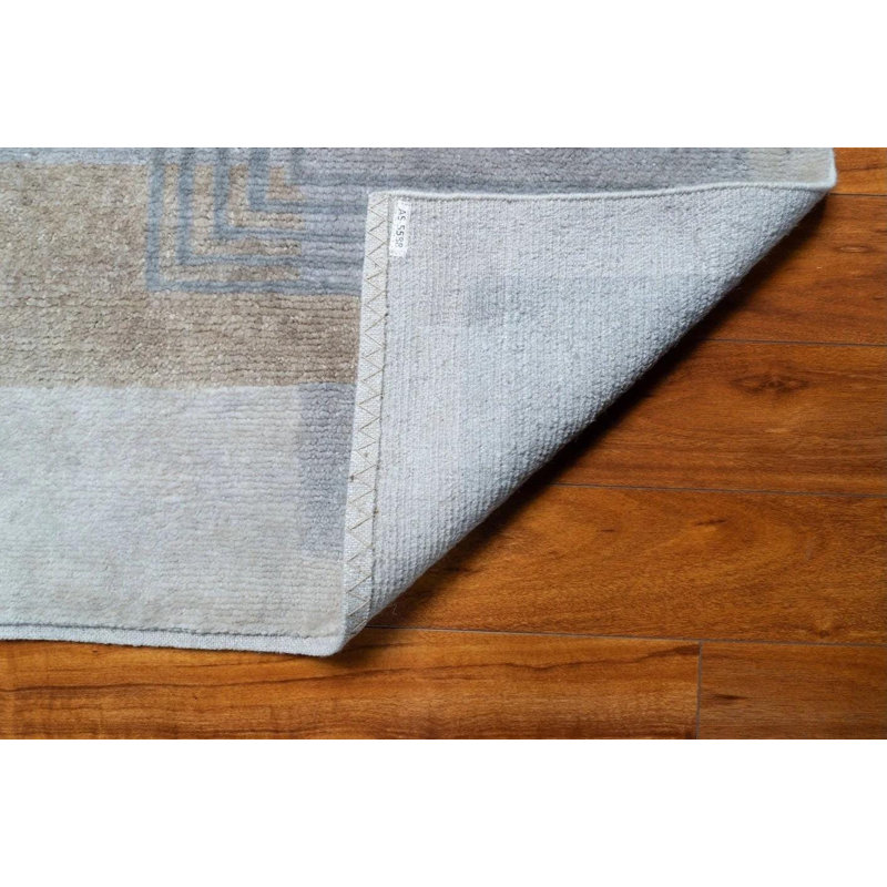 Petit tapis décoratif de 3 x 5 po, tapis en laine noué à la main, tapis géométrique brun gris neutre, tapis luxueux de style abstrait moderne de style indien Josef