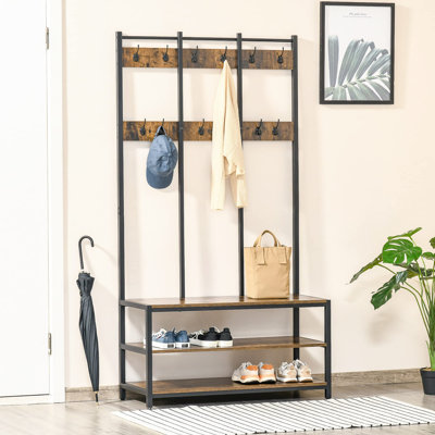 Hall Tree 100cm Wide with Bench and Shoe Storage