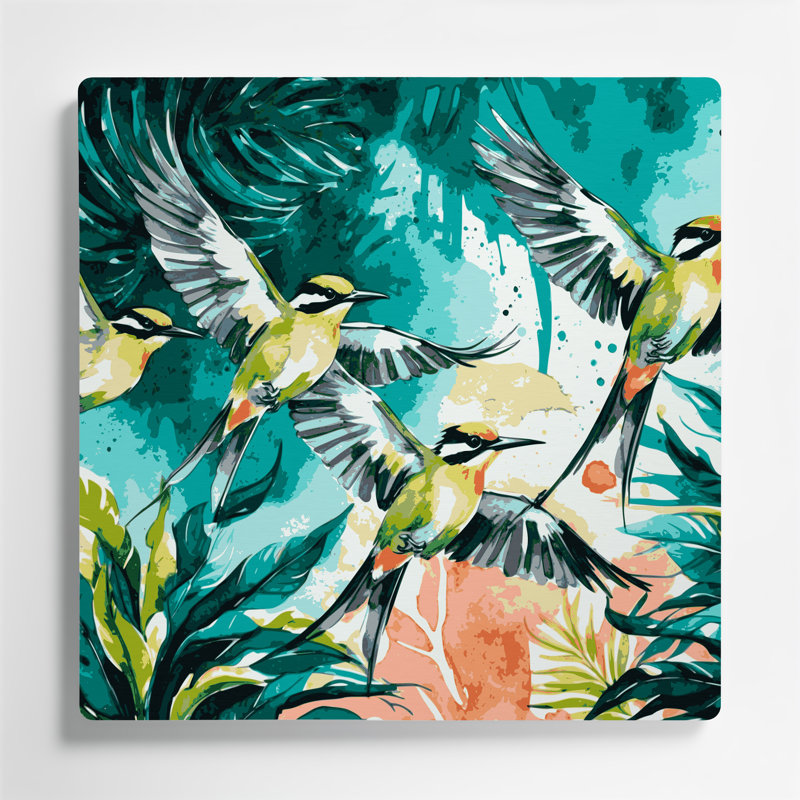 Art mural en métal oiseaux, H 16 po x l 16 po