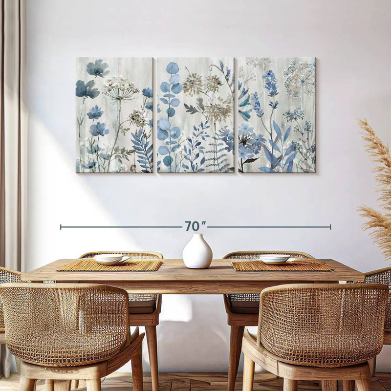 " Blue Meadow Dream'n " 3 - Pieces, 30" H x 62" W x 1.25" D