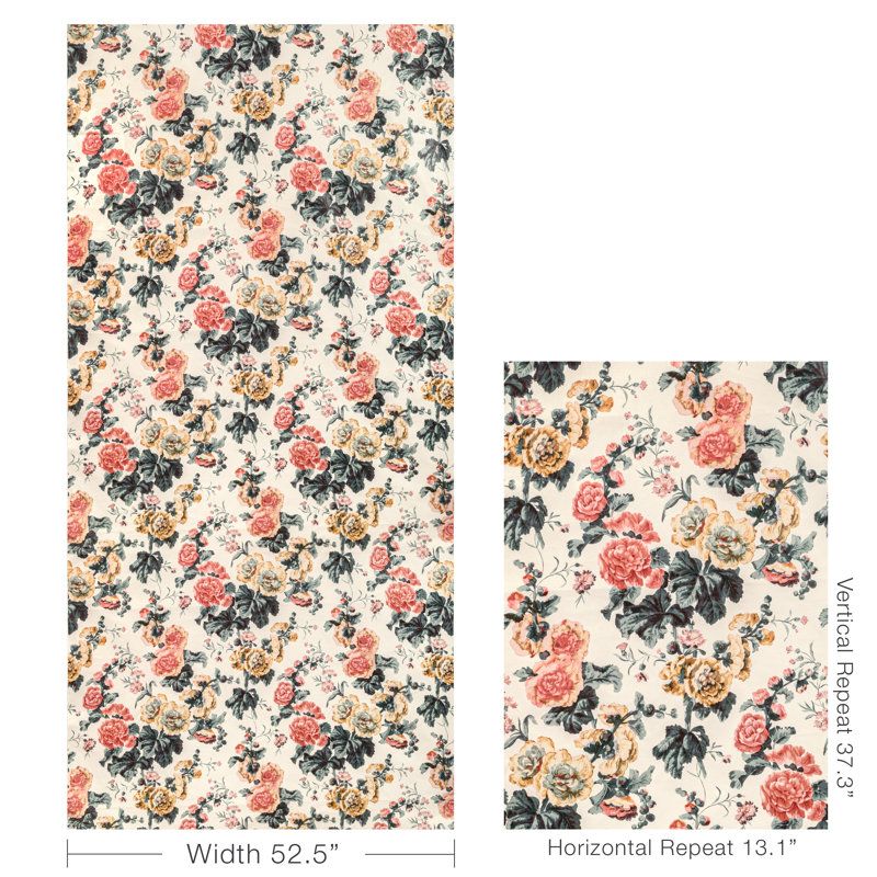 Upton Cotton Fabric, Tea/Rose