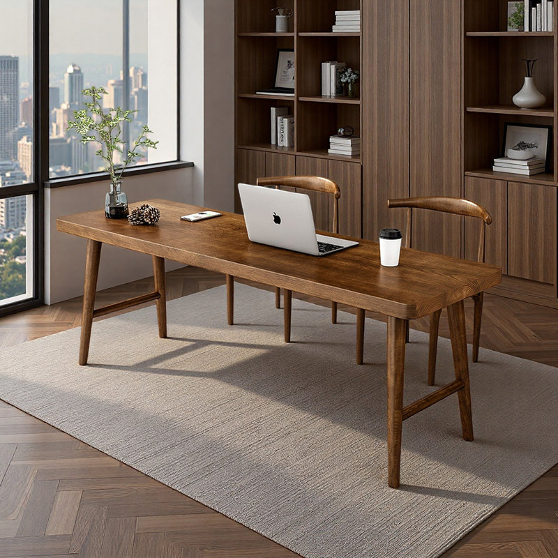 Modern Minimalist Rectangular Solid Wood Desks, 29.52" H x 70.86" W x 23.62" D