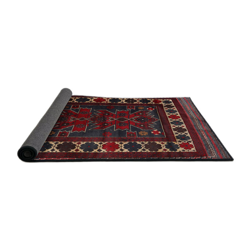 Tapis blanc / noir / bleu Southwestern, Rond 6 pi