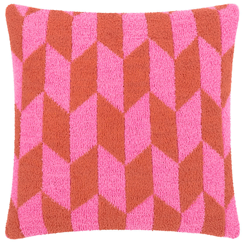 Olsen Geometric Square Throw Pillow Cover, Pink