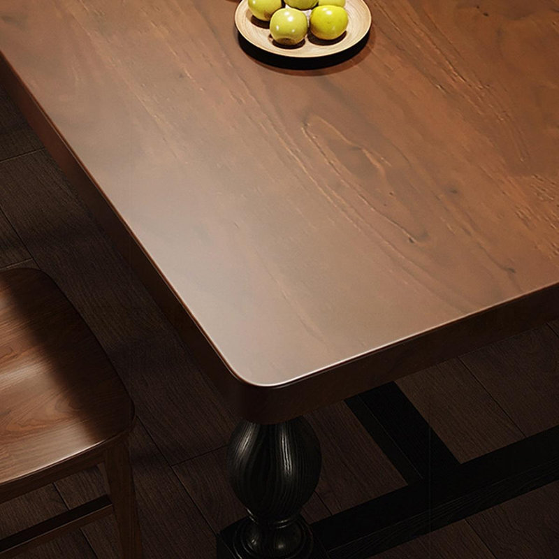 Table de salle à manger rectangulaire en bois massif brun noisette + noir, H 29,53 po x L 62,99 po x l 27,56 po