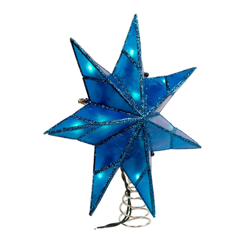 9.45'' Lighted Tree Topper, Blue Star