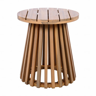 Outdoor Acacia Wooden Patio Side Table, Round Coffee Table