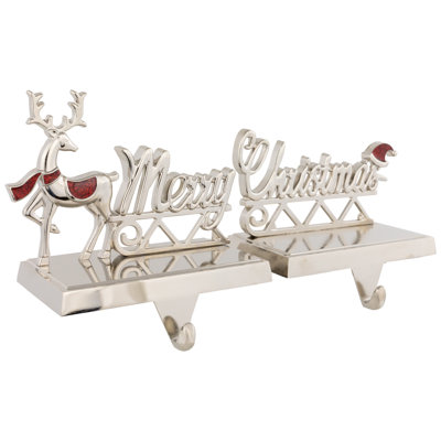 2 Piece Reindeer Merry Christmas Metal Stocking Holder Set -  Northlight Seasonal, NORTHLIGHT SM94979