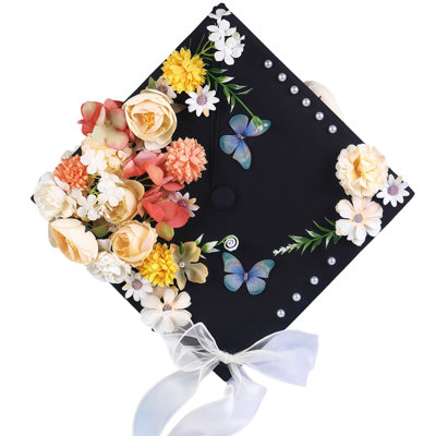 Kbndieu Artificial Fake Flowers Faux Silk Flowers Graduation Season Hairpin Flower Bachelor's Hat Finished Product Graduation Hat Flower Decoration Silk Flower Set Gift Decoration Party Photography