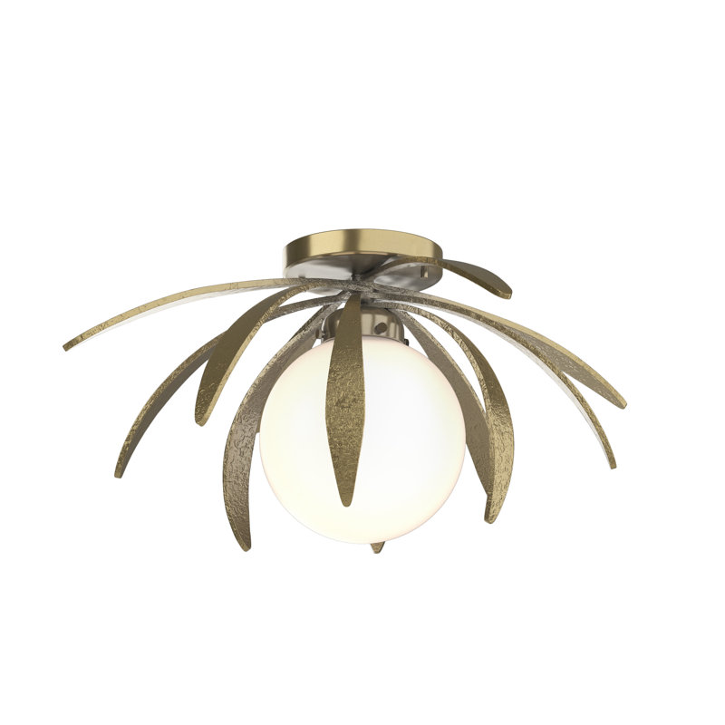 Dahlia 1 - Light Semi Flush Mount, Opal White, Modern Brass
