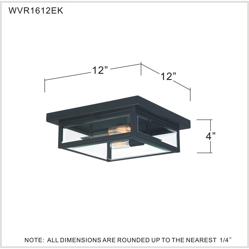 2 - Bulb Outdoor Flush Mount, Earth Black