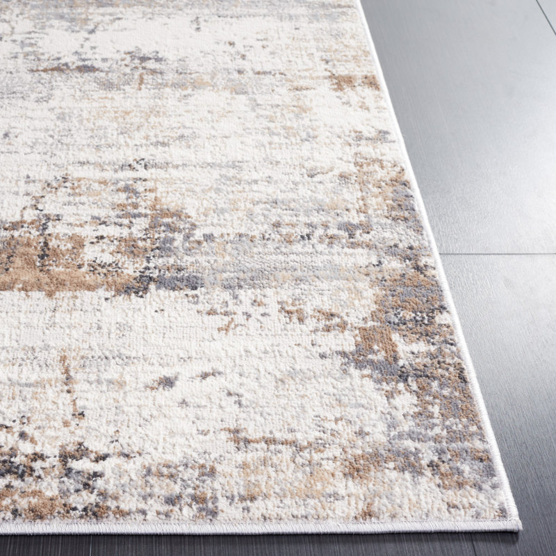 Tapis ivoire / gris Griner Padillo, Rectangle 4 pi 5 po x 6 pi 5 po