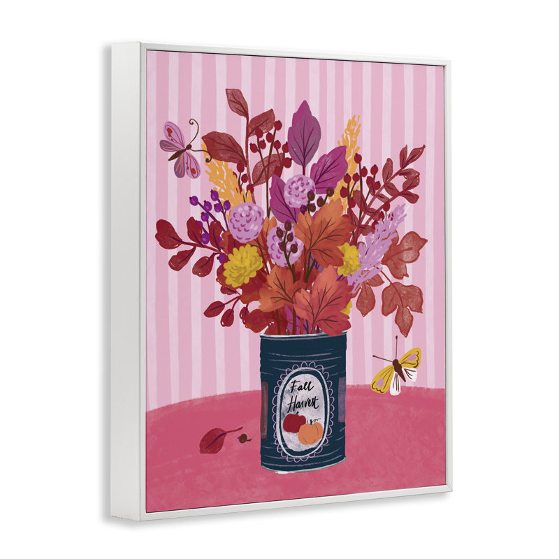  Bouquet d'automne sur rayures, estampe numérique par Be Ni La, H 14 po x l 11 po