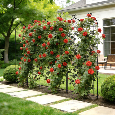 Garden Trellis, 87 x 20 inch Rose Trellis, Garden Flower Rose Trellises with Powder-Coated Finish & Convenient Locking Design, Plant Support Trellises for Flowers, Vegetables, Roses