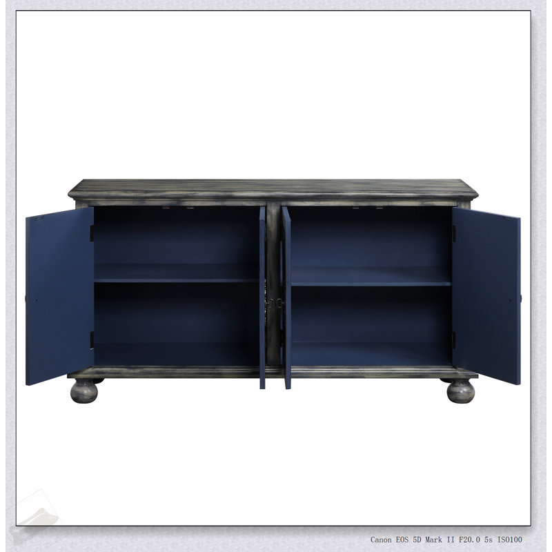 Armoire console Pavan au fini gris rustique avec rangement spacieux et design polyvalent pour les maisons modernes