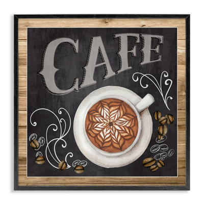 Motif de grains de café en forme de tableau noir au café