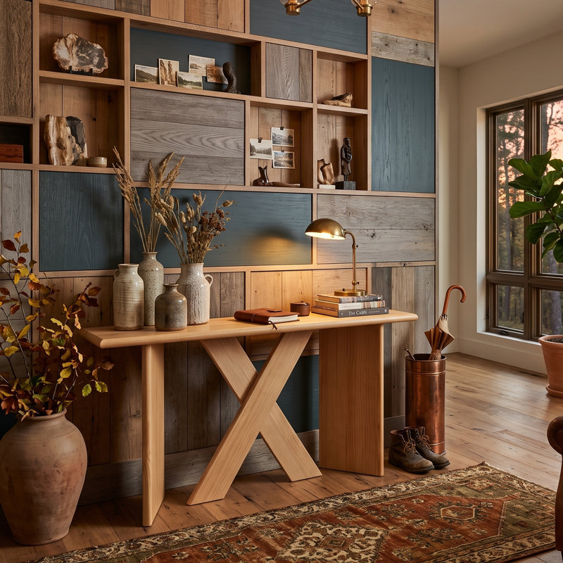 Bureau d'appoint 60 po moderne en bois d'ingénierie avec placage de pin Derosa