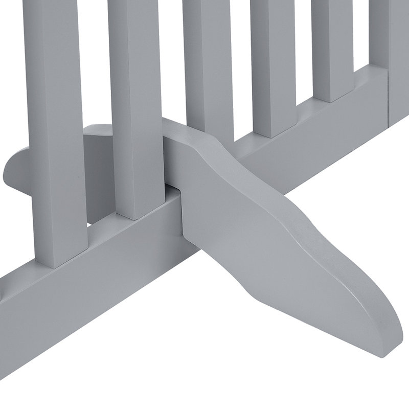 Renn Wood Free Standing Pet Gate with a Pair of Support Feet, Gray, 24" H x 60" W x 0.71" D
