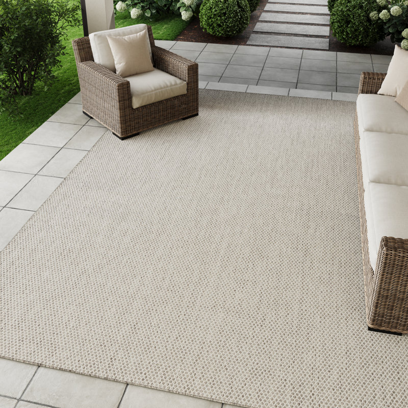 Tapis intérieur / extérieur ivoire / argent Anastasia, Rectangle 12 pi x 15 pi