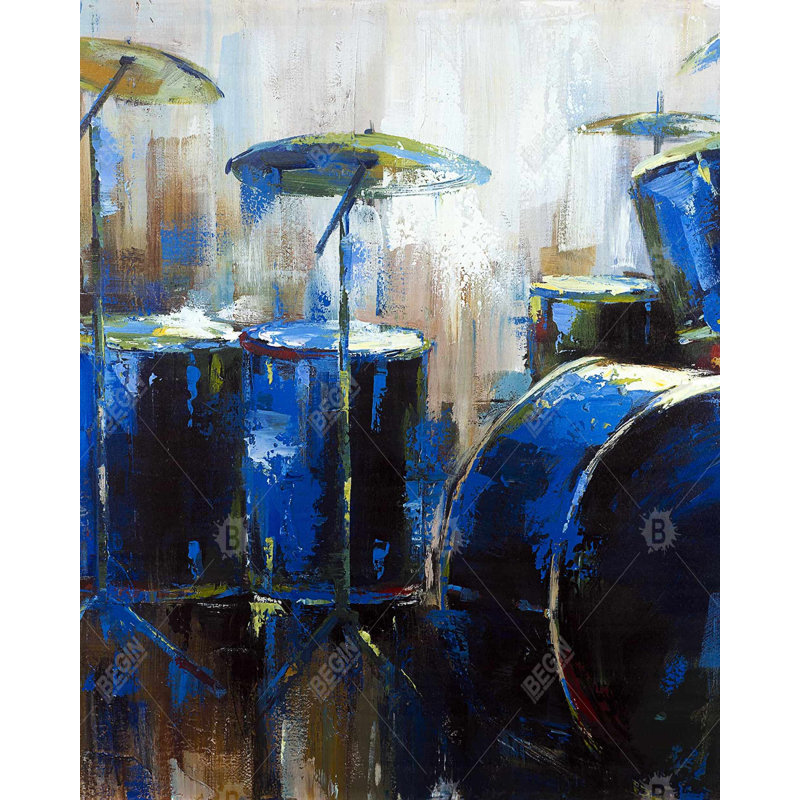 Asbtract Drums Print On Canvas, H 60 po x l 48 po