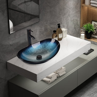 Metro Lane 53.3mm L x 35mm W Glass Specialty Sink with Tap