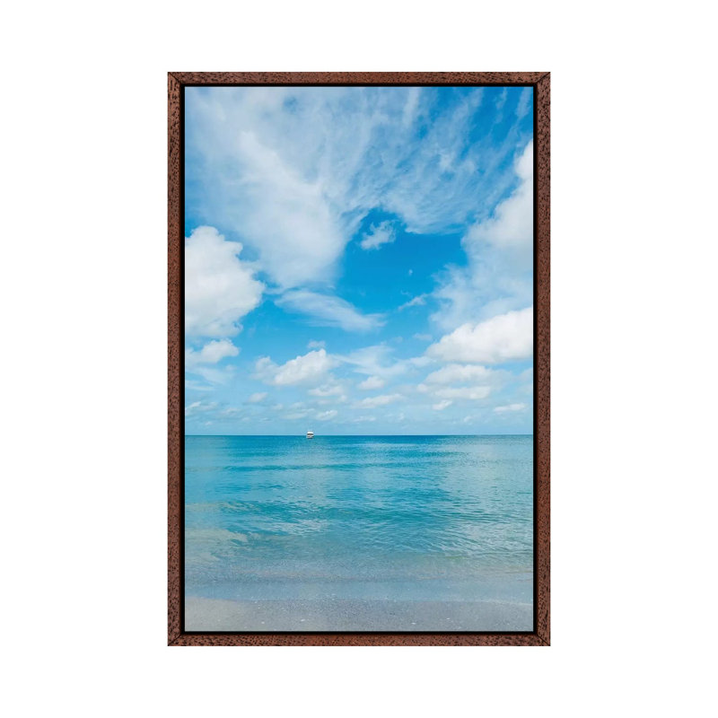 Florida Ocean View 1 Piece Wall Art on Canvas, 101.6cm H x 66.04cm W x 3.81cm D, Classic Brown Wood Framed