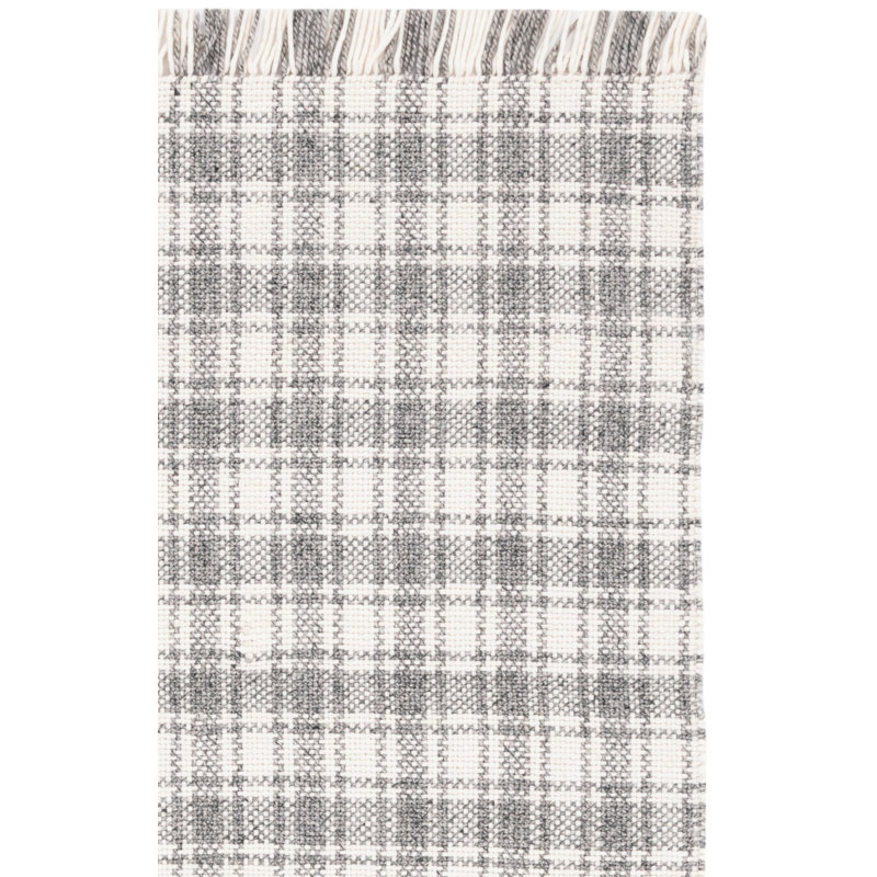 Tahmin Hand Woven Wool Plaid Rug, Rectangle 3' x 5'