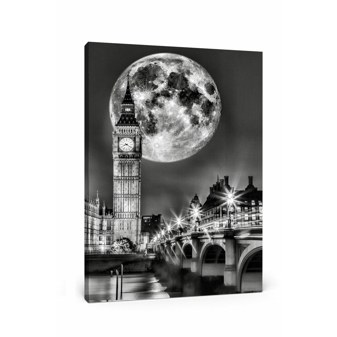 Leinwandbild Big Ben vor Mond in London