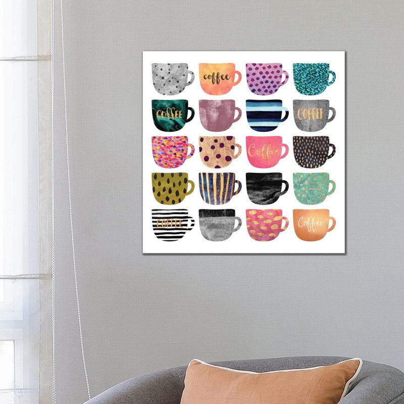 Pretty Coffee Cups by Elisabeth Fredriksson - Print on Canvas, Wrapped Canvas, 30.48 cm H x 30.48 cm W