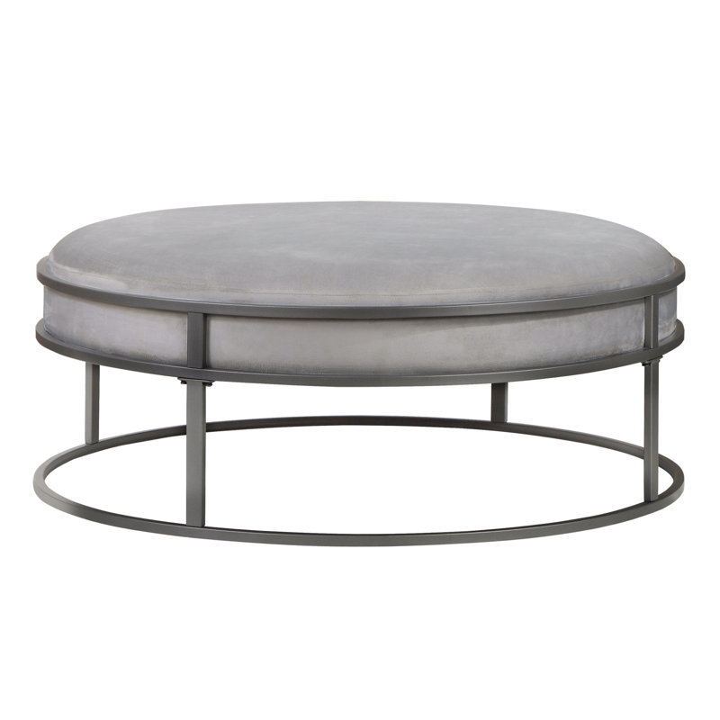 Repose-pieds de cocktail rond de 39,5 po Aprameya, Polyester gris