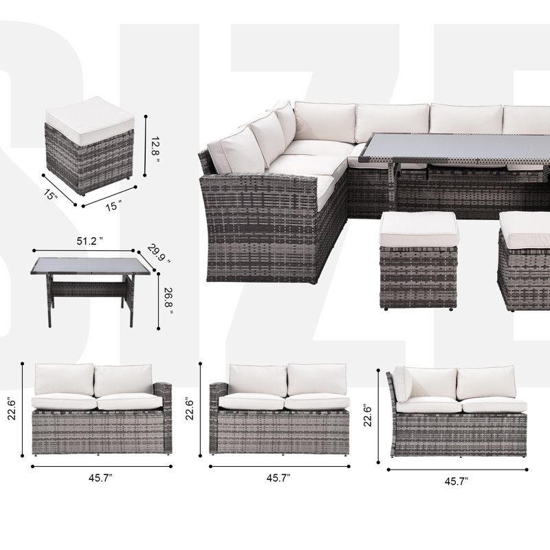 Ensemble de mobilier d'extérieur polyvalent pour le divertissement toutes saisons, Blanc