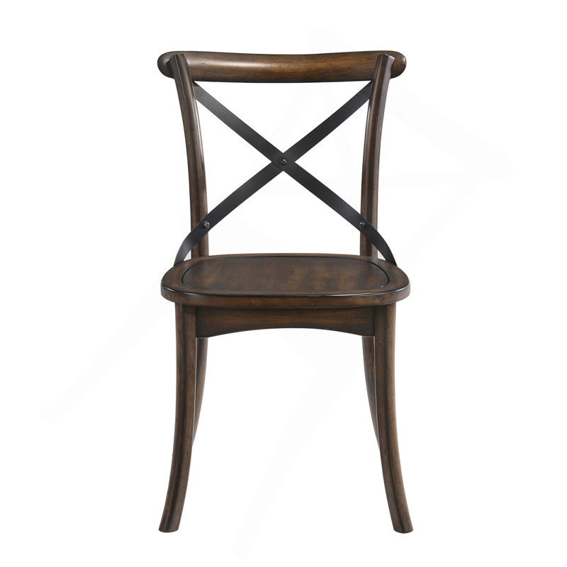 Chaise d'appoint en chêne foncé et noir avec dossier en forme de X (ensemble de 2)