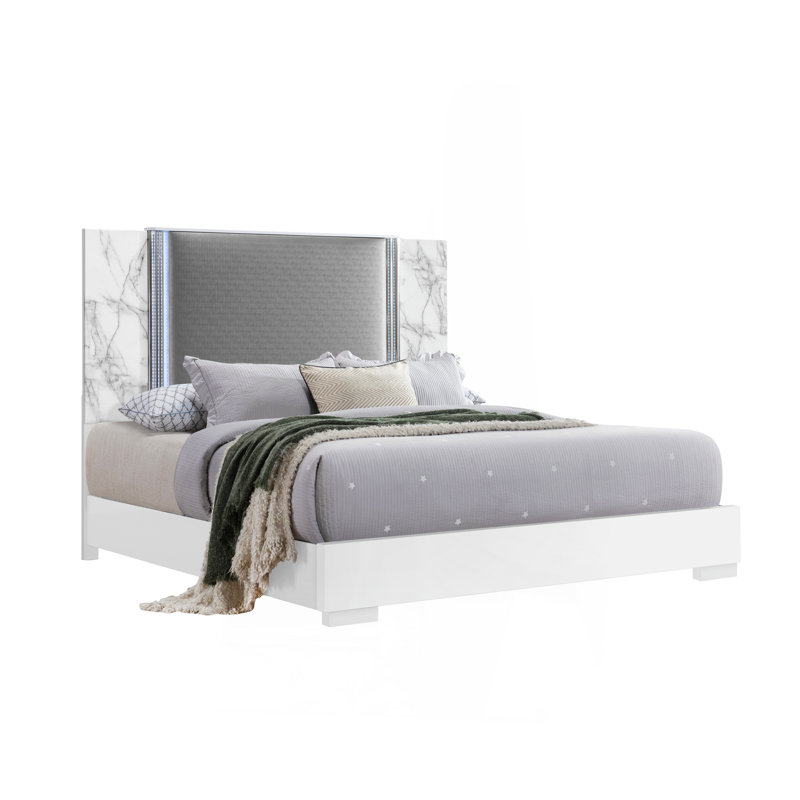 Moon White Marble Queen 5Pc Bedroom Set