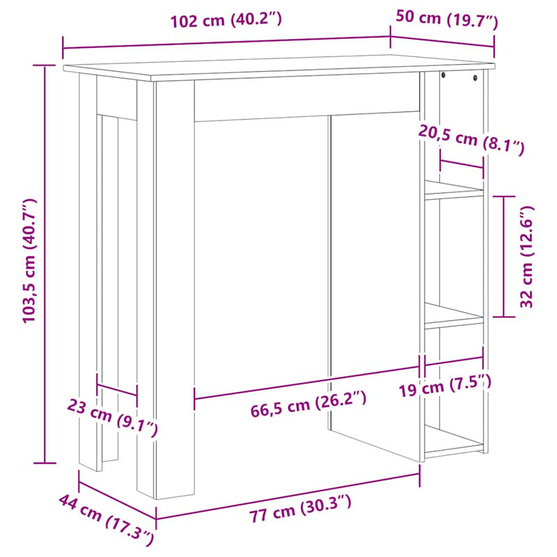 Manufactured Wood Bar Table, Sonoma Oak