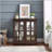 Retro Antique LED Curio Display Cabinet With Adjustable Shelves And Lattice Doors-1907276394