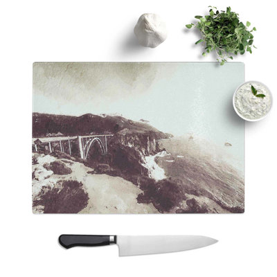 Tempered Glass The Bixby Creek Bridge in California Cutting Board